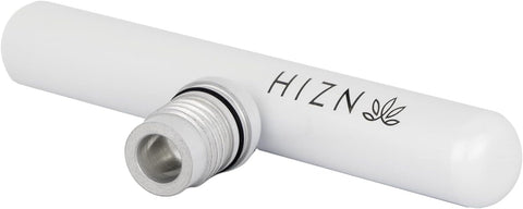 HIZN Pre-Roll Hülle in Weiß mit Schraubdeckel und Dichtring, Nahaufnahme