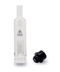HIZEN Vaporizers Bubbler Mundstück für Convectum aus Glas, daneben der schwarze Aufsatz