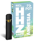 ILovePot HHZ Vape Amnesia 1 ml, schwarzes Gerät vor hellblau-grüner Packung