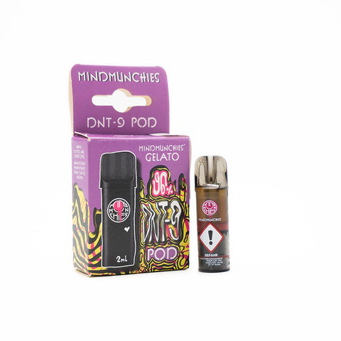 DNT-9 Pod Gelato: Schachtel und Pod mit Gefahrensymbol nebeneinander