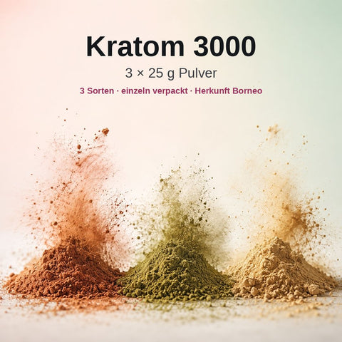 Kratom Probierpaket – Rot, Grün & Weiß
