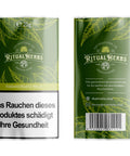 Vorder- und Rückseite des grünen Beutels Ritual Herbs Mild Feinschnitt 25g